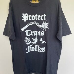 Transfigure Protect Trans Folks Black T-shirt Black Letter Transgender Rights